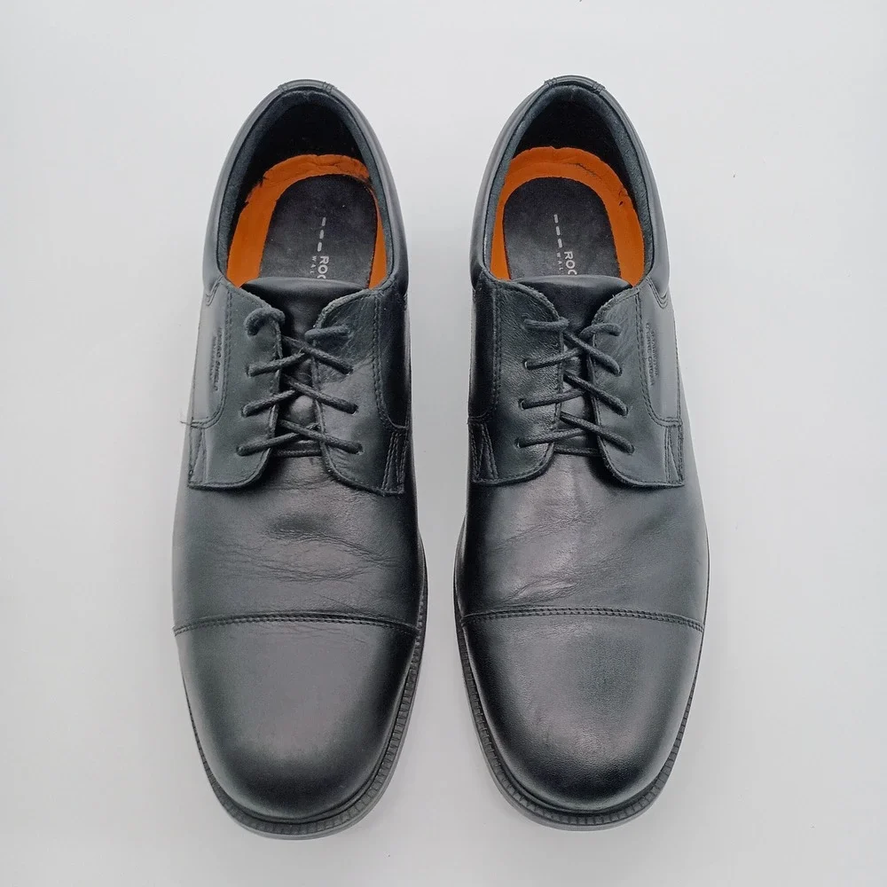 Rockport Black Leather Cap Toe Oxfords Mens Size 11‎ Hydro-Shield Waterproof